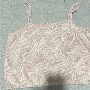 LOFT Cream and Tan Leaf Pattern Camisole
